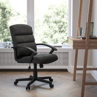Flash Furniture Mid-Back Black Leather Office Chair GO-1004-BK-LEA-GG