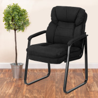 Flash Furniture Black Microfiber Executive Side Chair with Sled Base GO-1156-BK-GG