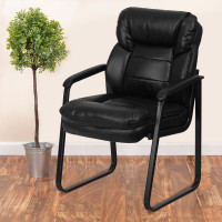 Flash Furniture Black Leather Executive Side Chair with Sled Base GO-1156-BK-LEA-GG