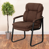 Flash Furniture Brown Microfiber Executive Side Chair with Sled Base GO-1156-BN-GG
