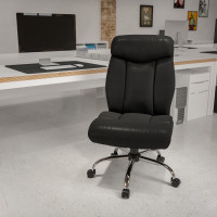 Flash Furniture HERCULES Series 350 lb. Capacity Big & Tall Black Leather Office Chair GO-1235-BK-LEA-GG