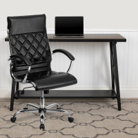 Flash Furniture High Back Designer Black Leather Executive Office Chair with Chrome Base [GO-1297H-HIGH-BK-GG]