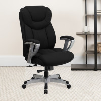 Flash Furniture HERCULES Series 400 lb. Capacity Big & Tall Black Fabric Office Chair with Arms [GO-1534-BK-FAB-GG]