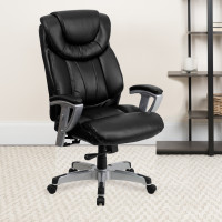 Flash Furniture HERCULES Series 400 lb. Capacity Big & Tall Black Leather Office Chair with Arms [GO-1534-BK-LEA-GG]
