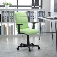 Flash Furniture Mid-Back Green Quilted Vinyl Task Chair with Nylon Arms GO-1691-1-GREEN-A-GG
