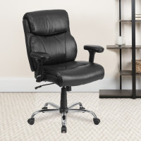 Flash Furniture GO-2031-LEA-GG Hercules Series Big & Tall Leather Task Chair with Height Adjustable Arms in Black