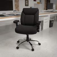 Flash Furniture GO-2073F-GG Hercules Series Big & Tall Fabric Task Chair with Height Adjustable Arms in Black