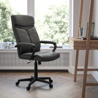 Flash Furniture GO-2196-1-GG High Back Leather Chair in Black