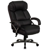 Flash Furniture GO-2222-GG Hercules Series Leather Swivel Office Chair with Padded Leather Chrome Arm in Black