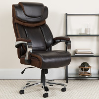 Flash Furniture GO-2223-BN-GG Big & Tall Leather Chair in Brown