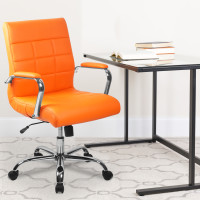Flash Furniture GO-2240-ORG-GG Mid-Back Vinyl Office Chair in Orange