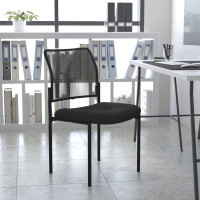 Flash Furniture GO-515-2-GG Black Mesh Comfortable Stackable Steel Side Chair