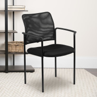 Flash Furniture GO-516-2-GG Black Mesh Comfortable Stackable Steel Side Chair with Arms