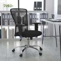 Flash Furniture Mid-Back Black Mesh Contemporary Computer Chair with Adjustable Arms and Chrome Base GO-5307B-GG