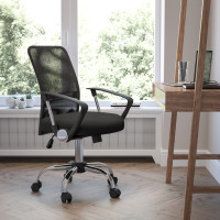 Flash Furniture Mid-Back Black Mesh Computer Chair with Chrome Finished Base GO-6057-GG