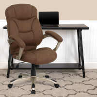 Flash Furniture High Back Brown Microfiber Upholstered Contemporary Office Chair GO-725-BN-GG