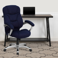 Flash Furniture High Back Navy Blue Microfiber Upholstered Contemporary Office Chair GO-725-NVY-GG