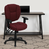 Flash Furniture Mid-Back Burgundy Fabric Multi-Functional Ergonomic Task Chair with Arms GO-930F-BY-ARMS-GG