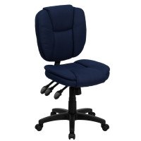 Flash Furniture Mid-Back Navy Blue Fabric Multi-Functional Ergonomic Task Chair GO-930F-NVY-GG