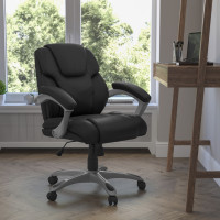 Flash Furniture Mid-Back Black Leather Office Task Chair GO-931H-MID-BK-GG