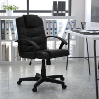 Flash Furniture Mid-Back Black Leather Office Chair GO-937M-BK-LEA-GG