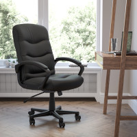 Flash Furniture Mid-Back Black Leather Office Chair GO-977-1-BK-LEA-GG