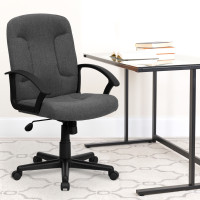Flash Furniture Mid-Back Gray Fabric Task and Computer Chair with Nylon Arms GO-ST-6-GY-GG