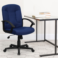 Flash Furniture Mid-Back Navy Fabric Task and Computer Chair with Nylon Arms GO-ST-6-NVY-GG