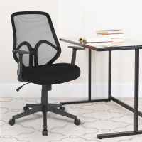 Flash Furniture GO-WY-193A-A-BK-GG Salerno Series High Back Black Mesh Chair with Arms 