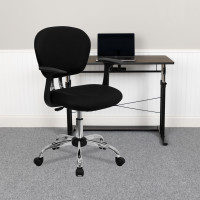 Flash Furniture Mid-Back Black Task Chair with Arms and Chrome Base H-2376-F-BK-ARMS-GG