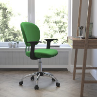 Flash Furniture Mid-Back Bright Green Task Chair with Arms and Chrome Base H-2376-F-BRGRN-ARMS-GG