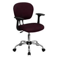 Flash Furniture Mid-Back Burgundy Task Chair with Arms and Chrome Base H-2376-F-BY-ARMS-GG