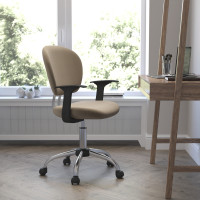 Flash Furniture Mid-Back Coffee Brown Task Chair with Arms and Chrome Base H-2376-F-COF-ARMS-GG