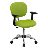 Flash Furniture Mid-Back Apple Green Task Chair with Arms and Chrome Base H-2376-F-GN-ARMS-GG