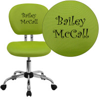 Flash Furniture H-2376-F-GN-TXTEMB-GG Personalized Mid-Back Apple Green Mesh Swivel Task Office Chair with Chrome Base