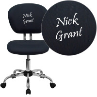 Flash Furniture H-2376-F-GY-TXTEMB-GG Personalized Mid-Back Gray Mesh Swivel Task Office Chair with Chrome Base