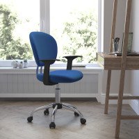 Flash Furniture Mid-Back Turquoise Task Chair with Arms and Chrome Base H-2376-F-TUR-ARMS-GG