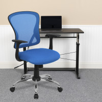 Flash Furniture Mid-Back Blue Mesh Office Chair with Chrome Finished Base H-8369F-BL-GG