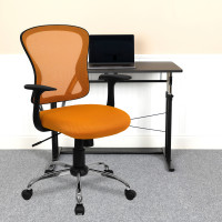 Flash Furniture Mid-Back Orange Mesh Office Chair with Chrome Finished Base H-8369F-ORG-GG