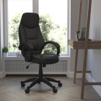 Flash Furniture High Back Black Leather Contemporary Office Chair H-HLC-0005-HIGH-1B-GG