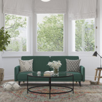 Flash Furniture HC-1044-GN-GG Sophia Premium Split Back Sofa Futon, Convertible Sleeper Couch for Small Spaces in Soft Emerald Velvet Upholstery with Solid Wooden Legs