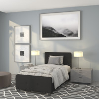 Flash Furniture HG-21-GG Tribeca Twin Size Tufted Upholstered Platform Bed in Black Fabric 