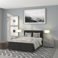 Flash Furniture HG-22-GG Tribeca Full Size Tufted Upholstered Platform Bed in Black Fabric 