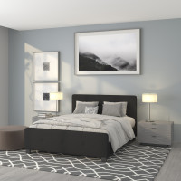 Flash Furniture HG-23-GG Tribeca Queen Size Tufted Upholstered Platform Bed in Black Fabric 