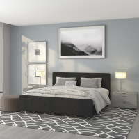 Flash Furniture HG-24-GG Tribeca King Size Tufted Upholstered Platform Bed in Black Fabric 