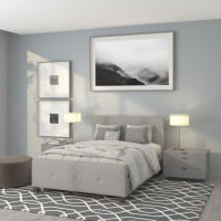 Flash Furniture HG-26-GG Tribeca Full Size Tufted Upholstered Platform Bed in Light Gray Fabric 