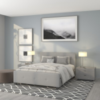 Flash Furniture HG-27-GG Tribeca Queen Size Tufted Upholstered Platform Bed in Light Gray Fabric 