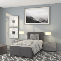 Flash Furniture HG-29-GG Tribeca Twin Size Tufted Upholstered Platform Bed in Dark Gray Fabric 