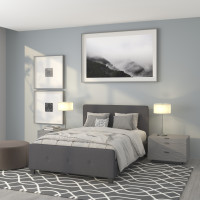 Flash Furniture HG-30-GG Tribeca Full Size Tufted Upholstered Platform Bed in Dark Gray Fabric 