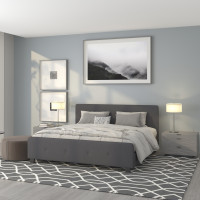 Flash Furniture HG-32-GG Tribeca King Size Tufted Upholstered Platform Bed in Dark Gray Fabric 